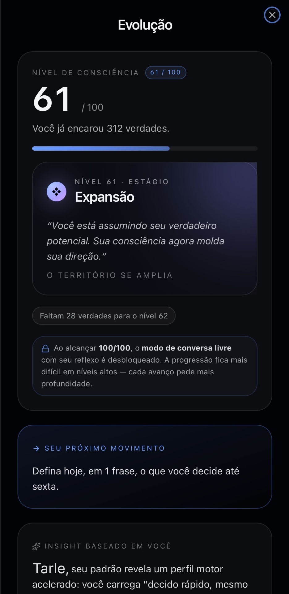 Tela Evolução do Mirrorly